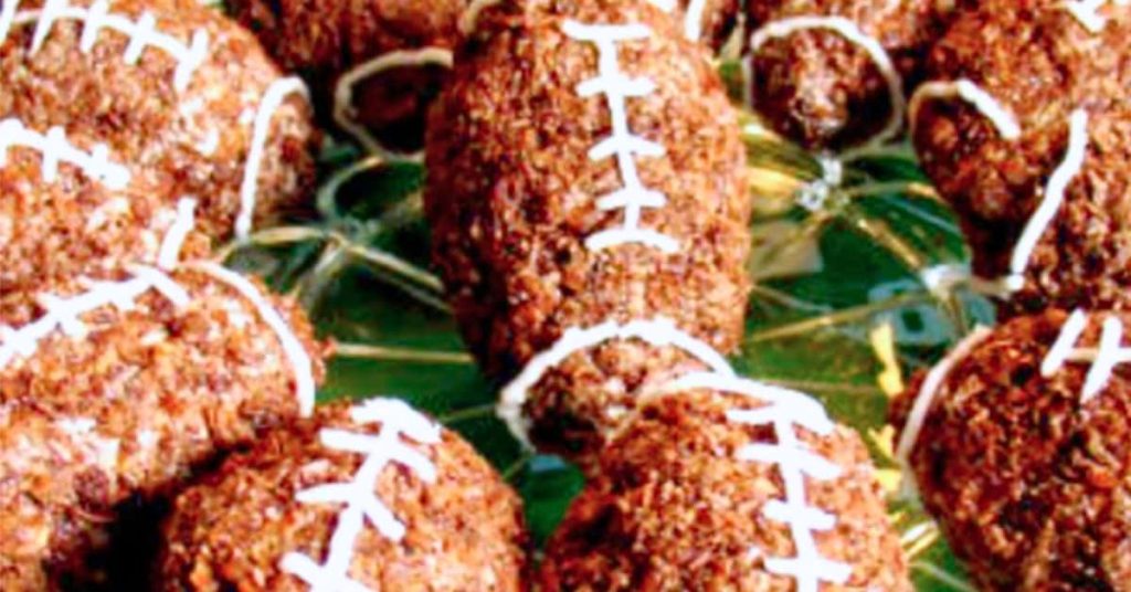 Charlie Brown Football Krispie Treats Charlie Brown Football Krispie Treats on a party table