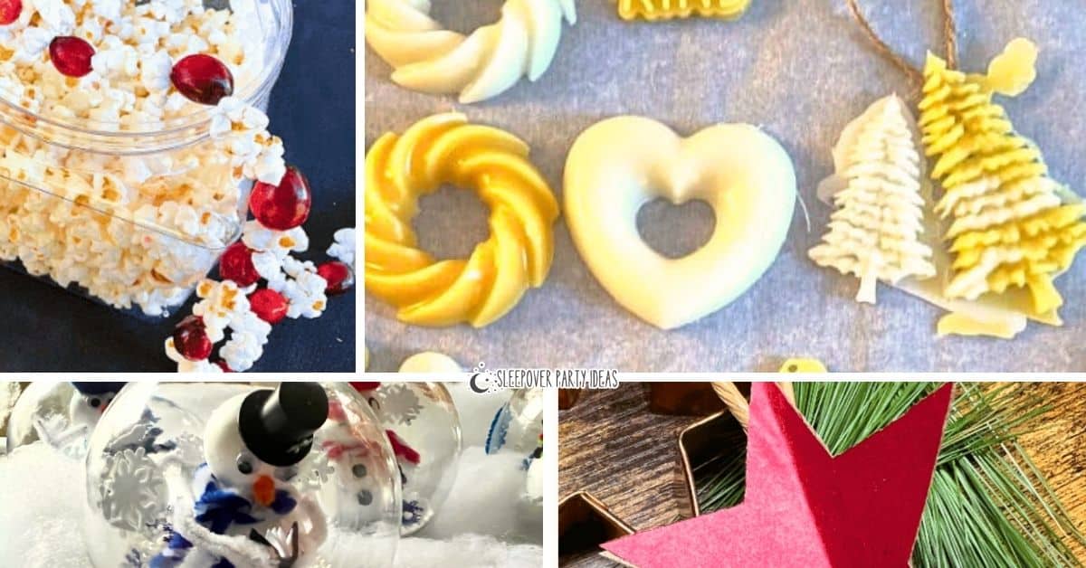 collage of DIY Christmas craft party ideas