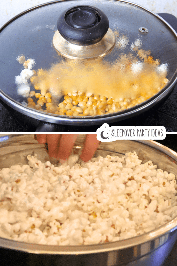Skillet Popcorn Recipe for Popcorn Bar how to make old fashioned stovetop popcorn for a movie party popcorn bar