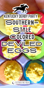 deviled eggs southern recipe with dyed egg whites for Kentucky Derby party buffet