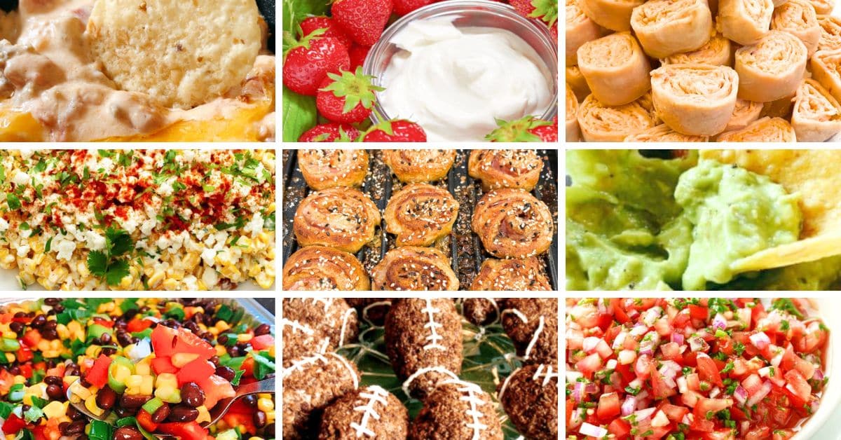 collage of different cheap recipes and easy graduation party food ideas