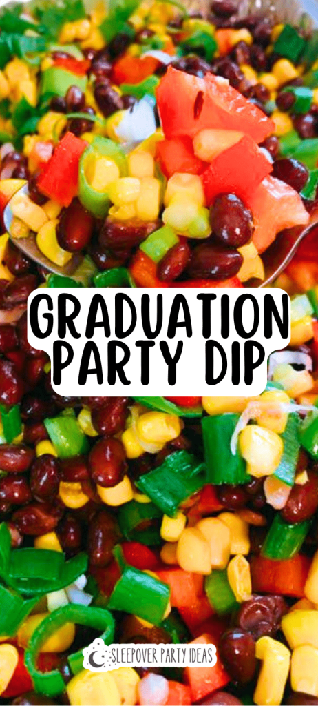 corn and black bean dip cheap graduation party recipes bean and corn dip with vegetables on a graduation party buffet