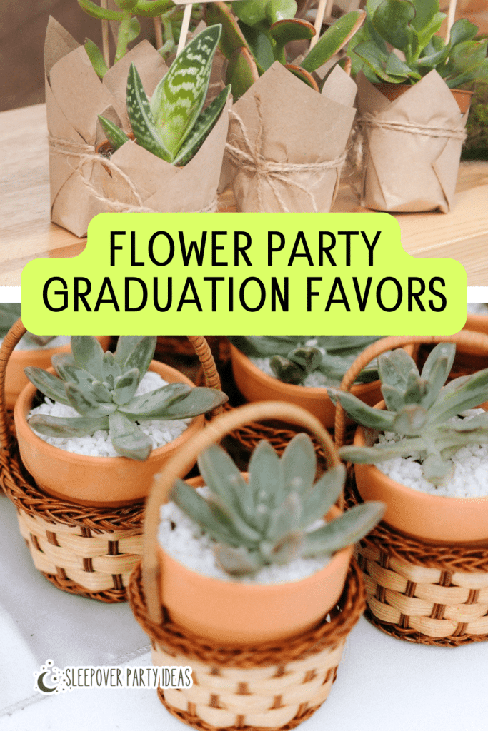 FLOWER PARTY GRADUATION FAVORS FLOWER PARTY GRADUATION FAVORS - party favors in small flower pots with succulents and different plants in mini pots