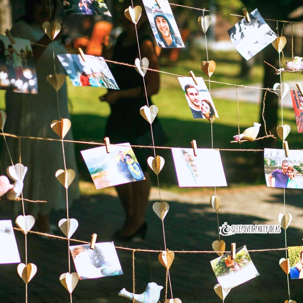 Graduation Party Photo Ideas graduation party photo ideas with different grad pictures clipped on twine at an outdoor grad party