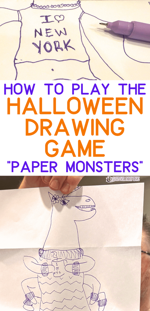 How To Play The Halloween Drawing Game for Groups HALLOWEEN DRAWING GAME PAPER MONSTERS AT A DIY HALLOWEEN PARTY