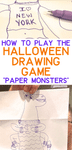 HALLOWEEN DRAWING GAME PAPER MONSTERS AT A DIY HALLOWEEN PARTY